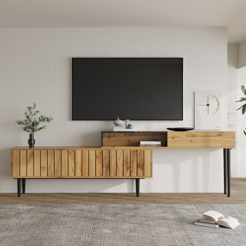 TV-Ständer mit Marmor- und Holzmaserung
