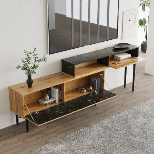 TV-Ständer mit Marmor- und Holzmaserung