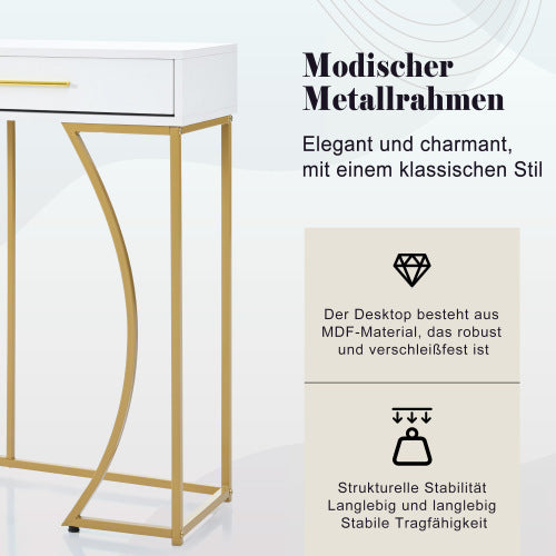 Konsolentisch in Weiß & Gold