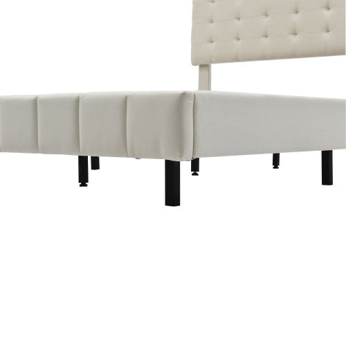 Schwebendes Polsterbett mit LED & Leinenbezug