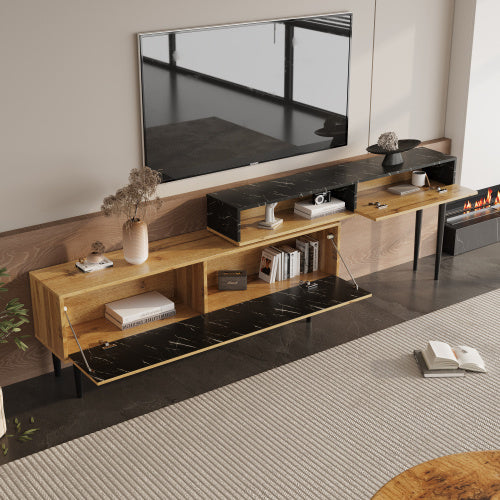TV-Ständer mit Marmor- und Holzmaserung