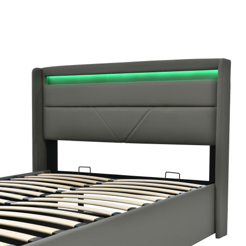 Polsterbett mit LED & Stauraum