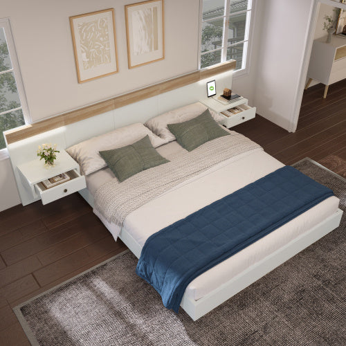 Doppelbett mit LED-Nachttischen