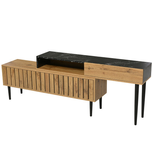 TV-Ständer mit Marmor- und Holzmaserung