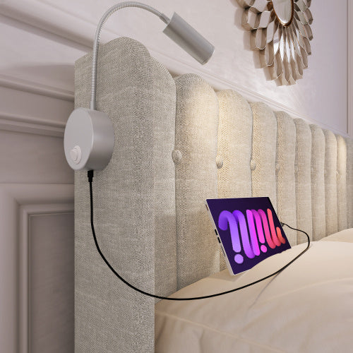 Polsterbett mit Stauraum, USB-Ladefunktion & Leselicht