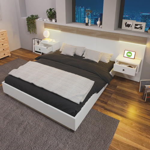 Doppelbett mit LED-Nachttischen
