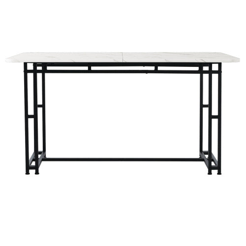 Esstisch in Marmor-Optik & schwarze Metallbeine