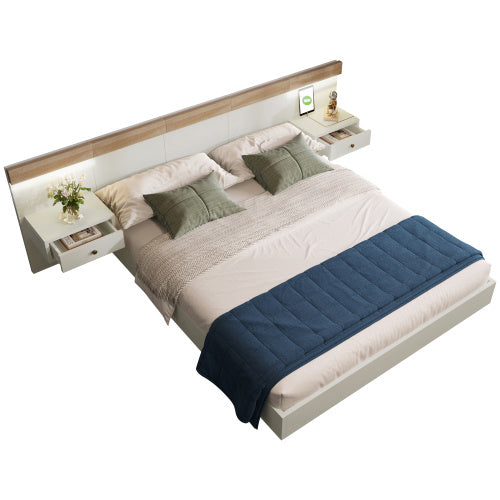 Doppelbett mit LED-Nachttischen