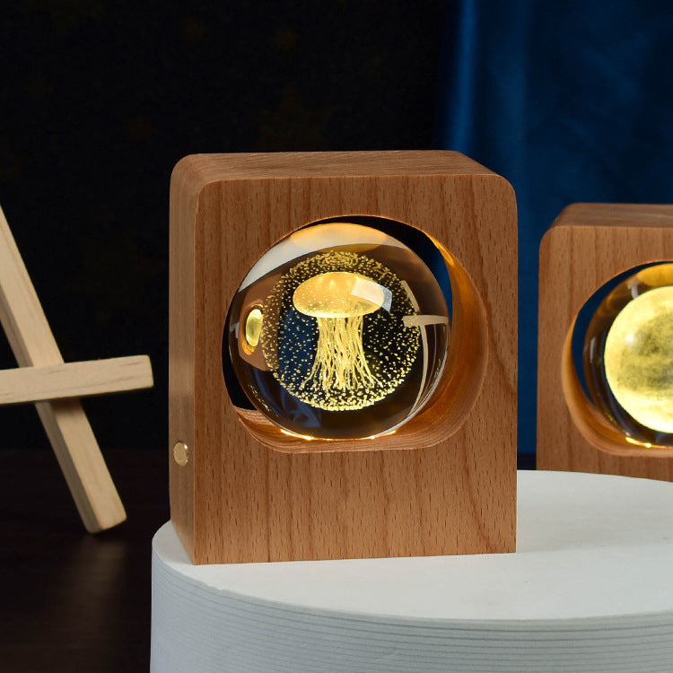 Kristallkugel-Lampe mit 3D-Motiv