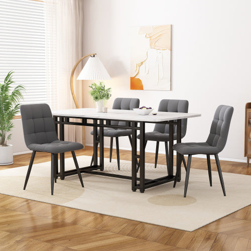 Esstisch in Marmor-Optik & schwarze Metallbeine