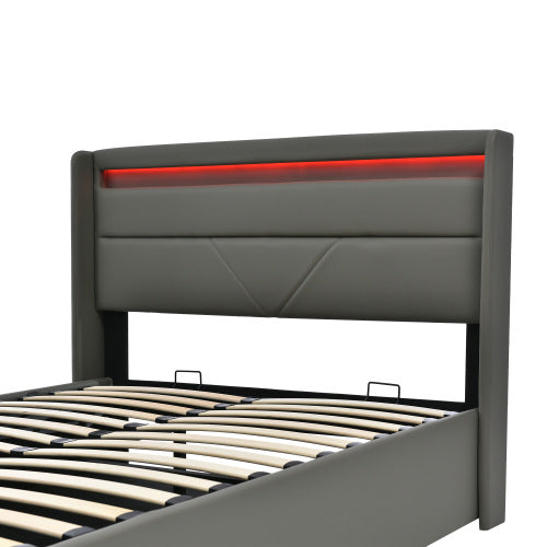 Polsterbett mit LED & Stauraum