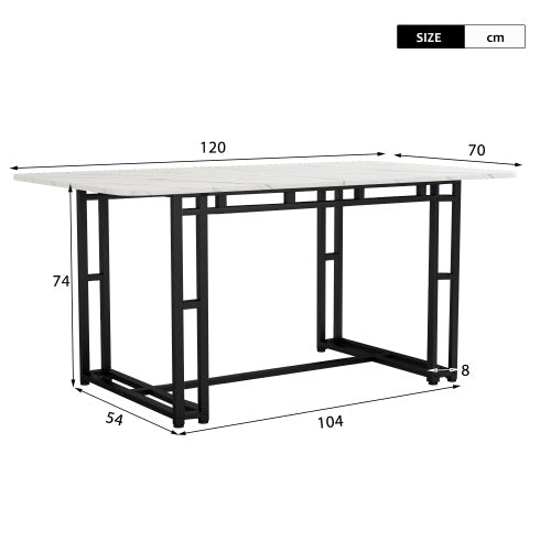Esstisch in Marmor-Optik & schwarze Metallbeine