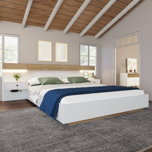 Doppelbett mit LED-Nachttischen